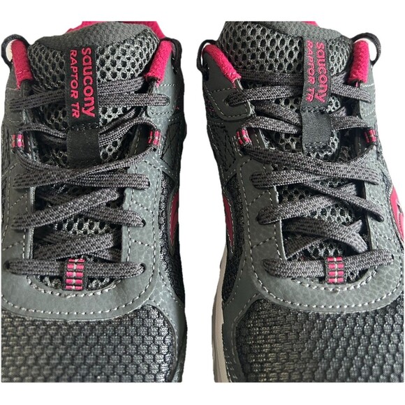 Saucony Womens 8.5 Grid Raptor TR 2 S15427-5 Gray Pink Running Shoes Sneakers - Picture 6 of 12